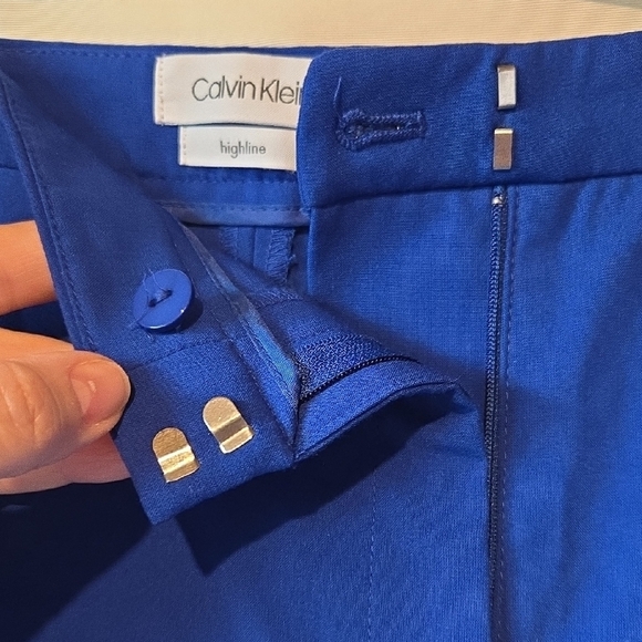 Calvin Klein Womens Blue Trousers with Sleek Design And Gold Buttons Size 16 - Picture 6 of 7